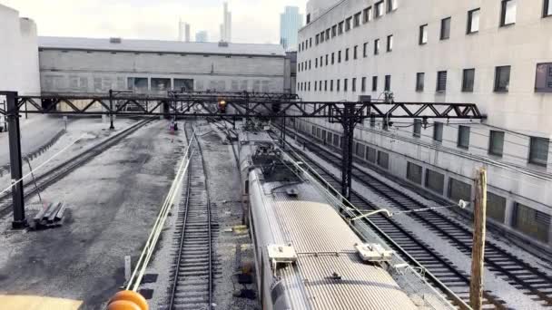 Chicago Circa August 2022 Chicago Illinois Downtown Electric Train Runs — Stok video