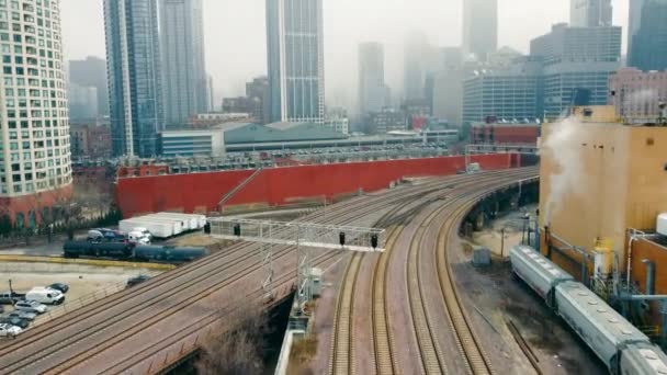 Chicago Illinoise 2022 Aerial View Chicago Foggy Day Cloudy Morning — Stock Video