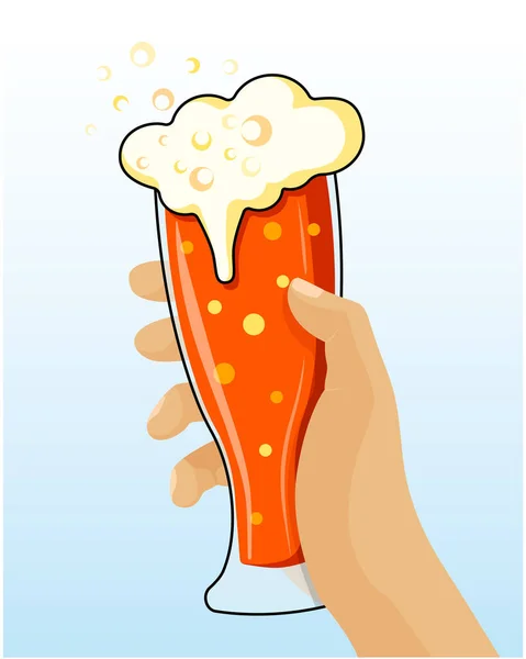 Ilustração Vetorial Estilo Plano Mão Com Copo Cerveja Escura —  Vetores de Stock