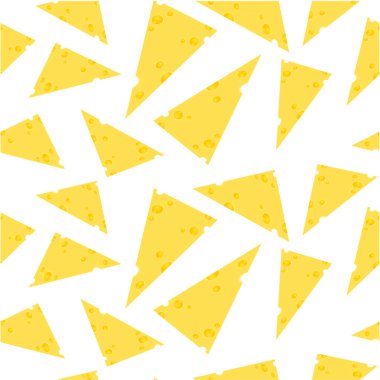 Şeffaf bir arkaplanda, peynir parçalarından oluşan vektörsüz desen.