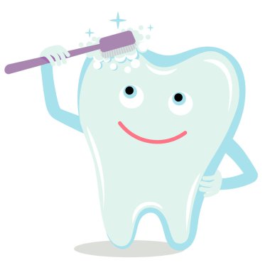 Düz stil vektör karakter. Diş fırçalı bir diş fırçası hijyenin ne kadar önemli olduğunu gösterir..