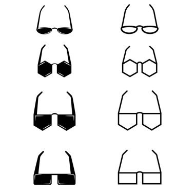 Vektör gözlüğü simgeleri. İki seçenek doğrusal ve siyah ve beyaz.