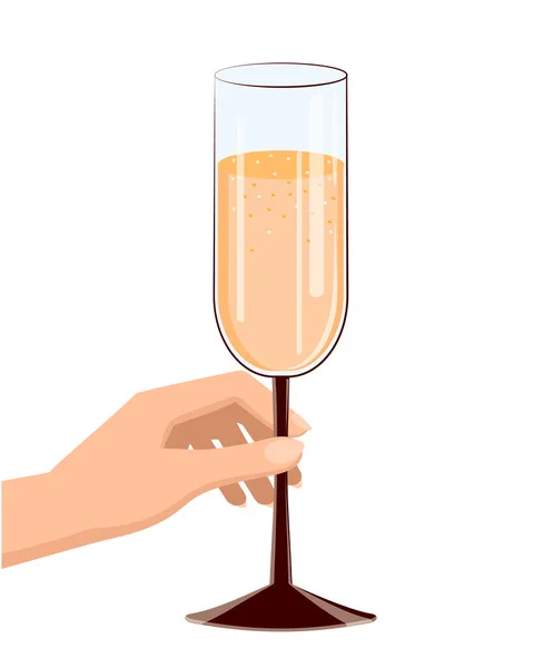 Женская Рука Бокалом Шампанского Элемент Векторного Дизайна Поздравления Праздниками Юбилеями — стоковый вектор