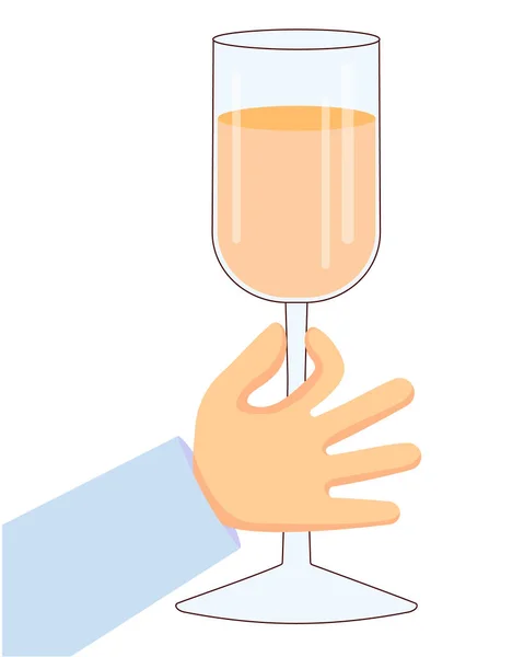 Hand Glass Wine Vector Element Flat Style —  Vetores de Stock