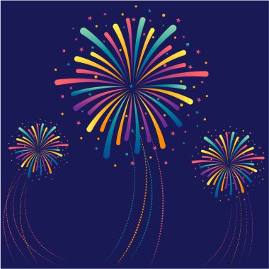 Vector fireworks on a blue background. Design element for a festive event, festival.