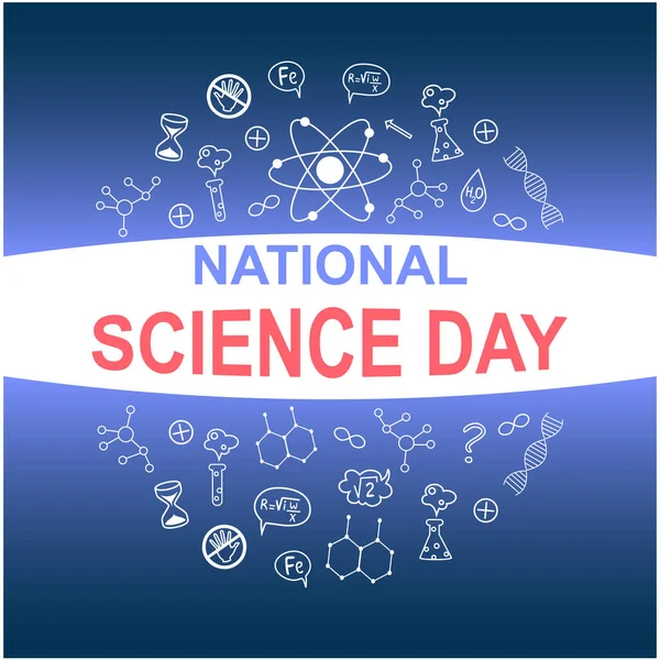 Vector Design National Science Day Header Illustration Website Poster Flyer — Stock Vector