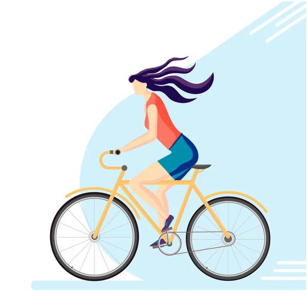Girl Cyclist Active Sporty Lifestyle Healthy Lifestyle Ecological Transport Vector — Stockový vektor