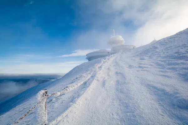 Sommet Montagne Sniezka Pendant Hiver Dans Les Montagnes Karkonosze Pologne — Photo