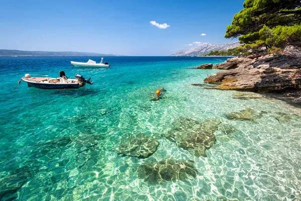 Crystal Clear Water Adriatic Sea Brela Makarska Riviera Dalmatia Region — Stock Photo, Image