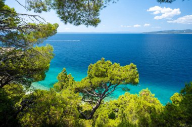 Hırvatistan 'ın Dalmaçya kentindeki Makarska Riviera' nın Bratus kentindeki Adriyatik Denizi 'nin muhteşem manzarası