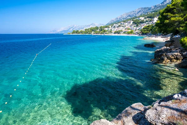 Increíble Mar Azul Adriático Brela Dalmacia Croacia — Foto de Stock