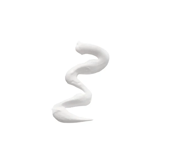 White Squiggle Cosmetic Cream Isolated White Background Texture Cream Stroke — Zdjęcie stockowe