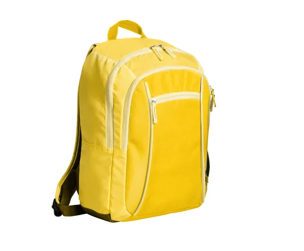 School Yellow Backpack Isolated White Background — Stockfoto