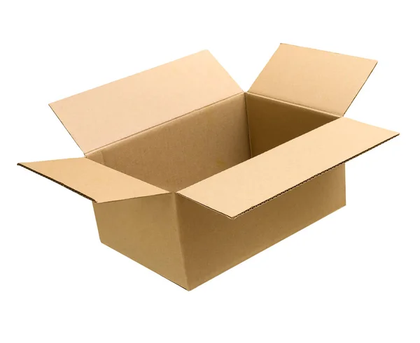 Boîte Ouverte Carton Isolée Sur Fond Blanc Ouvrir Maquette Boîte — Photo