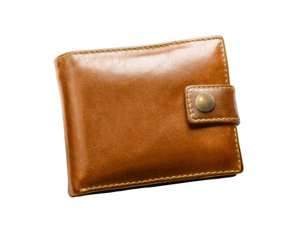 白い背景で隔離の茶色の革財布 — ストック写真
