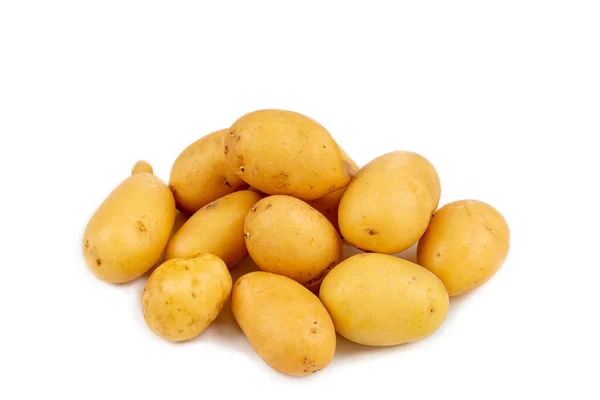 Syrové neloupané Baby Brambory, grenailles brambory na bílém pozadí — Stock fotografie