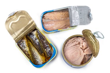 canned fish, image of several types of fish in various oils marketed clipart
