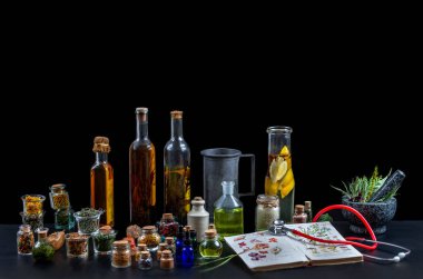 Apothecary- kavramsal imaj Ol alternatif, bitkisel tıp