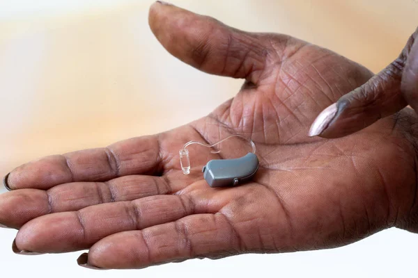 Hearing Aid Close Palm Your Hand — Stock Photo, Image