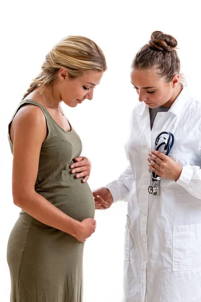 Femmes Debout Face Sur Fond Blanc Lors Duin Overleg — Stockfoto