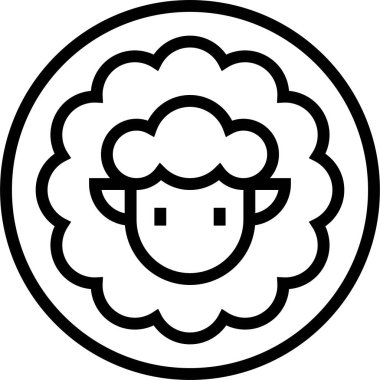 Organik yün etiketi simgesi, satır biçimi çizimi illüstrasyonu