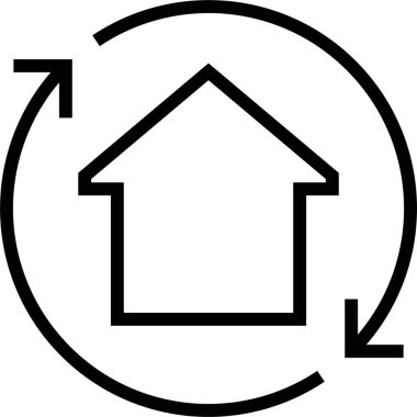 Sürdürülebilir konaklama etiketi simgesi, satır biçimi illüstrasyonu