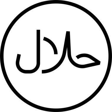 Helal etiket simgesi, satır biçimi çizimi illüstrasyonu