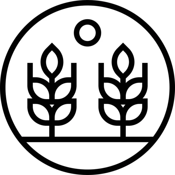 Bauernhof Angebaute Etikett Symbol Linie Stil Vektor Illustration — Stockvektor