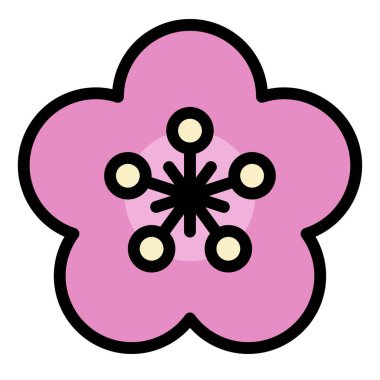 Erik çiçeği doldurulmuş ikon, Çin Yeni Yıl vektör illüstrasyonu