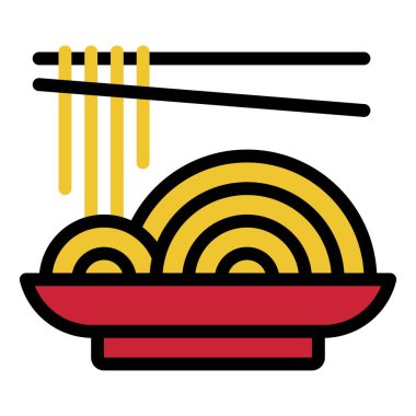 Erişte kasesi doldurulmuş ikon, Çin Yeni Yıl vektör illüstrasyonu