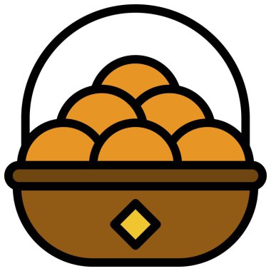 Mandalina sepeti doldurulmuş ikon, Çin Yeni Yıl vektör ilüstrasyonu