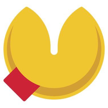 Talih kurabiyesi düz ikonu, Çin Yeni Yıl vektör illüstrasyonu