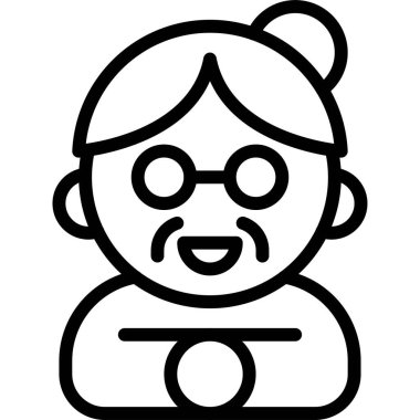 Çin büyükanne çizgisi ikonu, Çin Yeni Yıl vektör illüstrasyonu