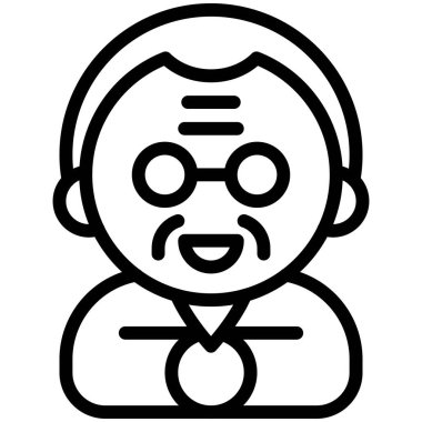 Çin Büyükbaba çizgisi ikonu, Çin Yeni Yıl vektör illüstrasyonu