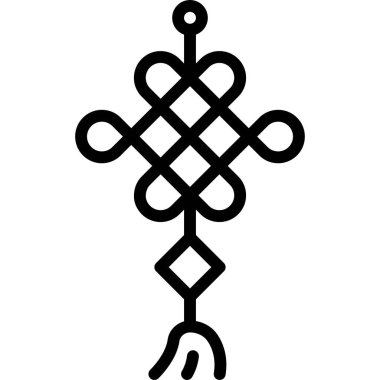 Çin düğüm çizgisi simgesi, Çin Yeni Yıl vektör çizimi