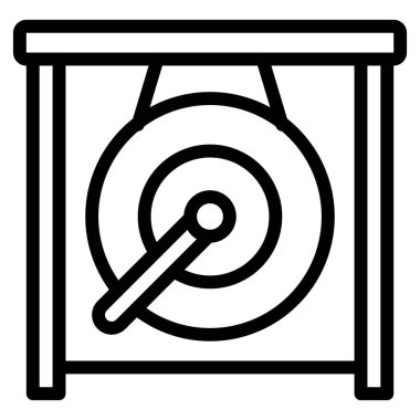 Gong çizgisi simgesi, Çin Yeni Yıl vektör illüstrasyonu