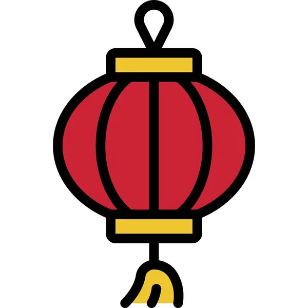 Ícone Cheio Lâmpada Chinesa Ilustração Vetor Ano Novo Chinês — Vetor de Stock