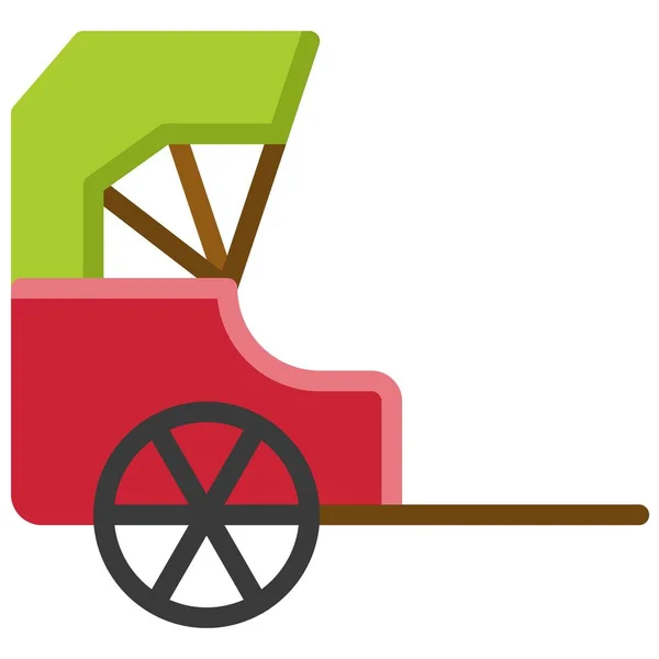 Rickshaw Platte Icoon Chinees Nieuwjaar Vector Illustratie — Stockvector