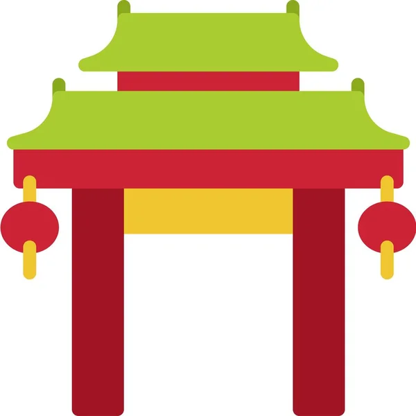 Paifang Flat Icon Chinese New Year Vector Illustration — 스톡 벡터