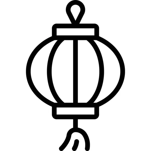 Icône Ligne Lampe Chinoise Illustration Vectorielle Nouvel Chinois — Image vectorielle