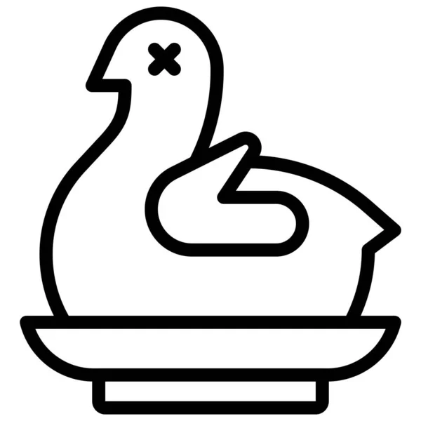 Roasted Duck Line Icon Chinese New Year Vector Illustration — Stock Vector