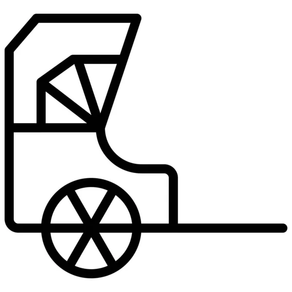 Rickshaw Lijn Pictogram Chinees Nieuwjaar Vector Illustratie — Stockvector