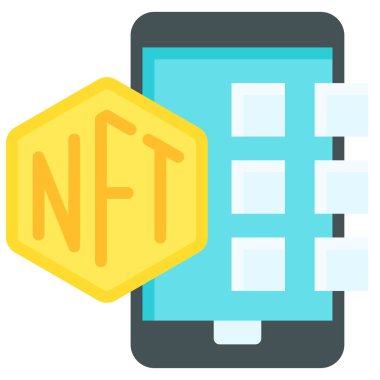 Nft uygulamaları simgesi, ödenebilir olmayan sembolik vektör illüstrasyonu