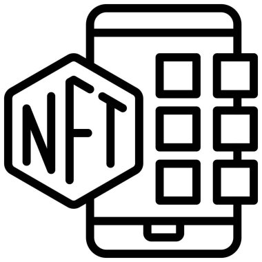 Nft uygulamaları simgesi, ödenebilir olmayan sembolik vektör illüstrasyonu