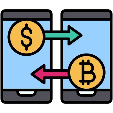 Aktarım simgesi, Kripto para birimi bağlantılı vektör çizimi