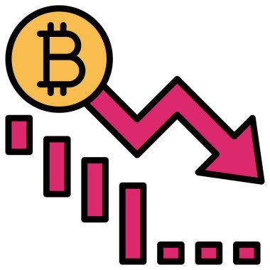Değer simgesinde düşüş, Kripto para birimi bağlantılı vektör çizimi