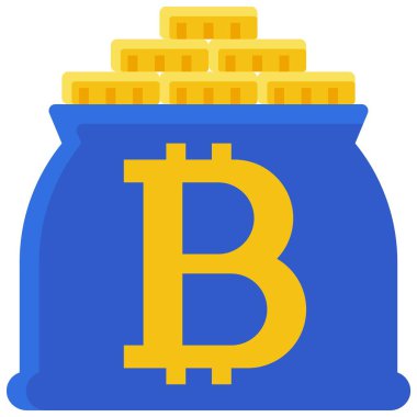 Para çantası simgesi, Kripto para birimi bağlantılı vektör çizimi