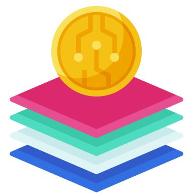 Katman simgesi, ademi merkeziyetçilikten arındırılmış mali vektör illüstrasyonu