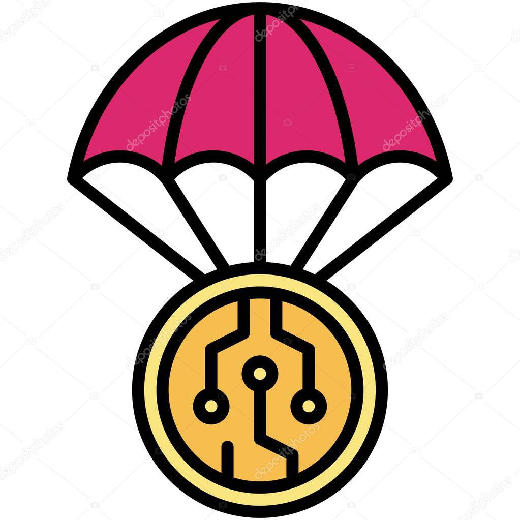 Airdrop icon, Decentralized finance related vector illustration