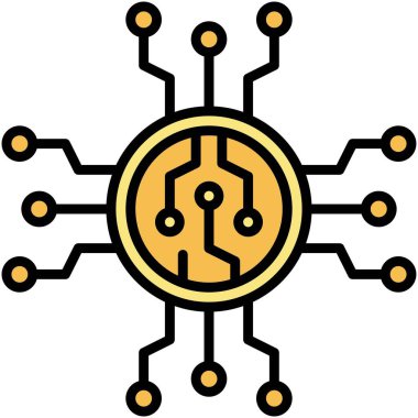 Blockchain Teknoloji simgesi, Kripto para birimi bağlantılı vektör çizimi